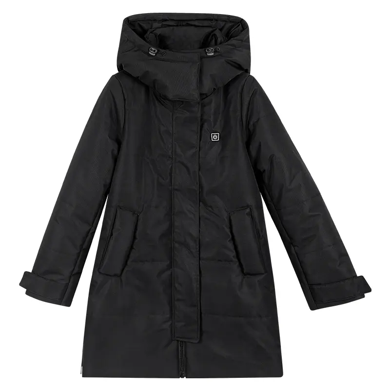 Men Women Outdoor Windproof Waterproof USB Rechargeable Battery Mid Length Black Coat Heated Jacket Waistcoat For Winter