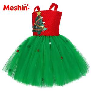 New Update Wholesale Child Fancy Party <b>Santa</b> Claus Kids Tulle Dresses Christmas Tree Green Tutu Dress for Girls - Product Image 4