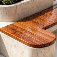 Banco de piedra fundida UHPC GRC de alta resistencia y madera maciza para jardín, parque, plaza, mobiliario de paisajismo para exteriores