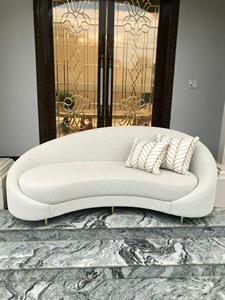 Modern Curved Acacia Fabric Two Seat <b>Sofa</b> Bed Luxury <b>Wood</b> <b>Frame</b> for Living Room Hotel Villa Furniture Sale - Product Image 3