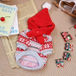 Cute <b>Dog</b> Christmas <b>Sweater</b> Red Geometric Pattern Knitted Pullover Winter Autumn Pet Clothing Hoodie - Product Image 2