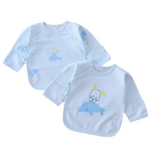 Cómoda ropa de algodón para bebé monje estilo informal <span class=keywords><strong>cuatro</strong></span> (0-3 <span class=keywords><strong>meses</strong></span>) conjunto de dos piezas antihúmedo recién nacido media cubierta trasera para otoño - Product Image 5