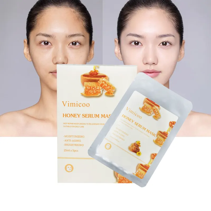 Venta caliente Honey Face Mask Lightening Skin Care Peel Off Sheet Mask Anti-envejecimiento Hidratante Facial Skin Sheet Honey Serum Mask