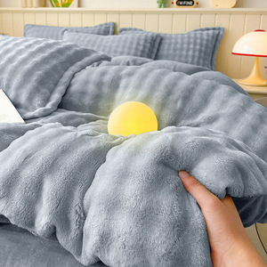 AOYATEX Housse de couette en polaire de lapin chaude pour l'hiver, <span class=keywords><strong>drap</strong></span> en polaire à flocons de neige, ensemble 3 pièces - Product Image 6