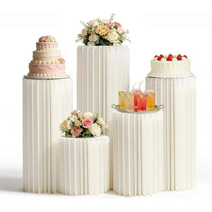 Pilier de table à dessert pliable cylindrique <span class=keywords><strong>pour</strong></span> mariage, colonne romaine en origami, ornements de fenêtre, support de gâteau d'anniversaire réglable - Product Image 5