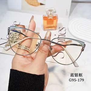 眼鏡フレームメタルファッションレディースキャットアイアンチブルーライトブロッキング眼鏡メガネ光学フレームGafas - Product Image 5