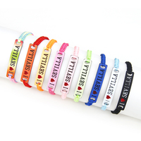 Bracelet personnalisé avec le nom du pays Honduras Mexique Sicile, bracelet en acrylique plié, bracelet en corde tressée, ensemble de bracelets, cadeau