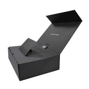 Magnet Closure Lid Cardboard Rigid <b>Gift</b> <b>Box</b> Luxury <b>Black</b> Paper Packaging with Embossing Recyclable and Custom Logo - Product Image 5