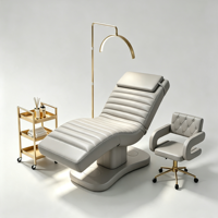 Table de massage électrique de luxe marron pour salon de beauté et spa, lit esthétique incurvé pour soins des cils et traitements du visage