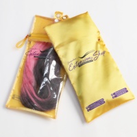 Pochette de rangement transparente personnalisée en satin pour perruques et extensions capillaires avec fermeture éclair et cintre