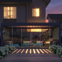 Pergola Bioclimatique Motorisée en Aluminium avec Toit Rétractable à Lames, Imperméable et Coupe-Vent, Autoportante pour Patio et Jardin