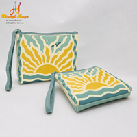 Sac cosmétique en néoprène personnalisé style bohème avec imprimé soleil, pochette de rangement pour maquillage et soins de la peau, idéal pour les voyages, la promotion quotidienne et les cadeaux.
