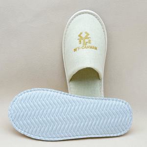 Sandal Hotel Spa Sekali Pakai Ramah Lingkungan Biodegradable dengan Logo Kustom, Bahan Kanvas Linen Lembut, Sol <span class=keywords><strong>EVA</strong></span>, Bordir Mewah untuk Perjalanan - Product Image 2
