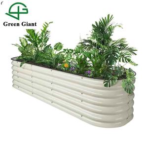 Huizhou Green 17-дюймовая овальная металлическая приподнятая садовая грядка, оцинкованная сталь, садовые цветочные горшки и горшки для растений - Product Image 1