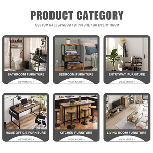 סט מודרני לסלון, שולחן קפה עגול מעץ עם מסגרת מתכת, 3 קומות, לסלון, מלונות ודירות - Product Image 6