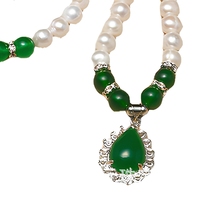 Set Perhiasan Mutiara Air Tawar Alami 3 Buah Kalung Gelang Anting 8-9mm Liontin Bentuk Air Mata JadeRitual