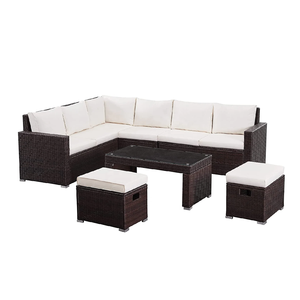 High Quality UV Resistant PE Rattan <b>Outdoor</b> Dining Set Garden Wicker Cube Furniture Set With <b>Black</b> Tempered Glass Top <b>Table</b> - Product Image 1