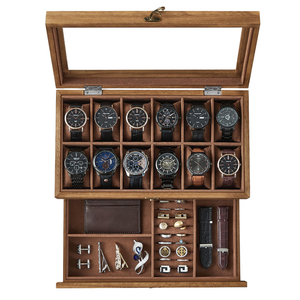 Estuche Organizador de Joyería para Hombre de Lujo Hecho a Mano, con Cubierta de Madera, para Relojes, Gafas, Regalos, Artesanías, <span class=keywords><strong>Anfo</strong></span> AZ-010, Capacidad 1-3L - Product Image 5