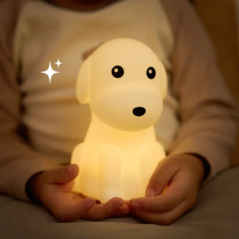 Lampe LED en silicone pour chiot, lampe jouet pour enfants, lampe de nuit créative en silicone souple pour chien, lampe pour chambre de bébé qui dort