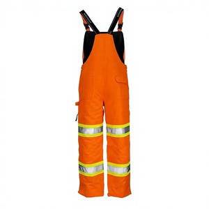 Combinaisons de sécurité réfléchissantes orange haute visibilité pour hommes, vêtements de travail en polyester, certifiées classe E, respirantes et durables - Product Image 1