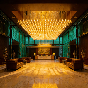 Lustre en cristal de luxe sur mesure, cascade, grande taille, luminaire <span class=keywords><strong>suspendu</strong></span> pour hall d'hôtel, salle de banquet - Product Image 1