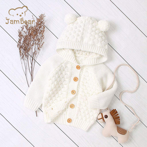 Usine OEM Pull unisexe en tricot de coton pour bébés garçons filles Pull élégant en laine douce coton biologique avec boutons sur le devant Motif coloré d'automne - Product Image 2