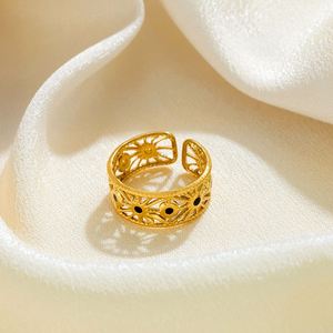 Bague en acier inoxydable plaqué or pour femme, style minimaliste, motif goutte d'huile, tendance - Product Image 2