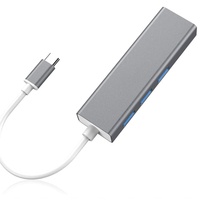 Hub USB C en alliage d'aluminium avec adaptateur de carte réseau Ethernet RJ45 100M, USB 3.0 5 Gbps, Hub USB 2.0 pour ordinateur Macbook