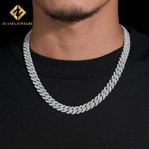 925 Silver Moissanite Jewelry Cuban <b>Link</b> Chain Jewelry Miami Cuban <b>Link</b> Bracelet &Necklace Hip Hop Bling Jewelry For Men - Product Image 5