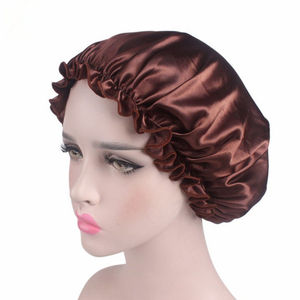 Bonnet de nuit en satin de soie, vente en gros, sans MOQ, échantillon gratuit, réglable, grand bonnet de douche, soin des cheveux, chapeau de nuit pour femmes, logo personnalisé - Product Image 4