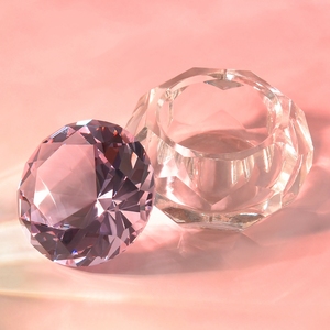 Godet en verre irisé en forme de diamant avec couvercle anti-fuite, pour poudre liquide acrylique, idéal pour salon de manucure - Product Image 1