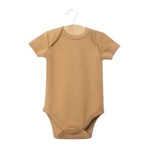 2023 Gots Gecertificeerd Biologisch Katoen Kinderkleding Pasgeboren Romper Effen Baby Zomer Bodysuit