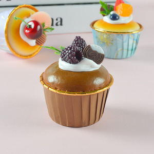 Modelos de postres de cupcakes de frutas simuladas, imanes para refrigerador, accesorios para fotografía de alimentos, adornos para mesa de postres y escaparates. - Product Image 3