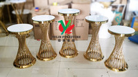 Support de gâteau rond en acier inoxydable doré pour événements de fête et mariages