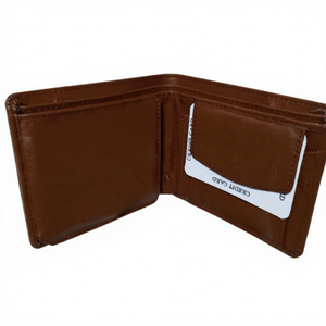 Portefeuille en cuir de veau véritable imperméable pour homme BS International, noir intense, fait main, avec broderie étoile et lettres, style tendance - Product Image 1