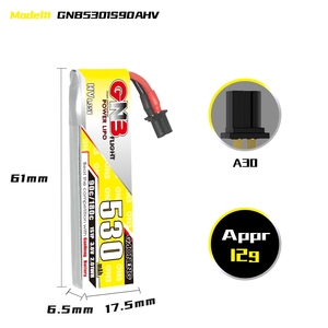 GNB GAONENG 1S 3.8V HV 530mAh 90C A30 แบตเตอรี่ลิโปแบบมีสายพาวเวอร์วูป MCPX EMAX Tinyhawk Brushless Kingkong Tiny7 Beta75S - Product Image 3