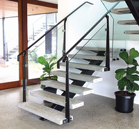 Escalier moderne en bois à poutre simple, sur mesure, de luxe, pour villas, intérieurs, escalier flottant sur mesure