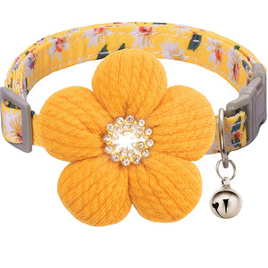 Floral Pet <b>Collar</b> Pink With Rhinestone Flower For Small Medium Dogs Cats - Product Image 2