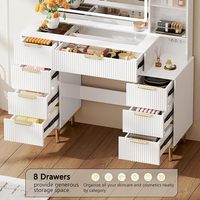 Tocador Moderno de Lujo con Espejo LED de 31.5 Pulgadas, 8 Cajones, Mesa de Maquillaje con Tomacorriente Integrado y Almacenamiento para Dormitorio