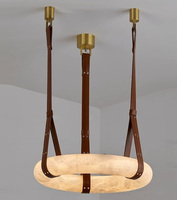 Lampes suspendues et lustres en albâtre luxueux télécommandés alimentés pour la décoration de la maison de conception de salon d'hôtel