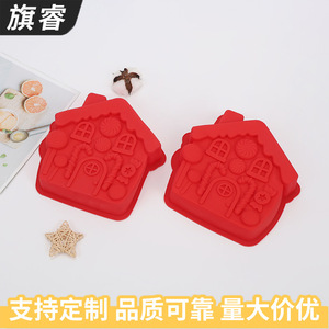 Christmas House Silicone Baking Mold Red Large Cake Chocolate Mold For Holiday Desserts - Product Image 2