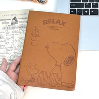 Cuaderno A5 de Snoopy con Cubierta de Cuero PU Repujado, Páginas Interiores Gruesas, Diario, Bloc de Notas, Cuaderno para Estudiantes