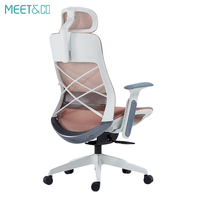 Chaise de bureau ergonomique moderne à dossier haut en maille avec soutien lombaire, appui-tête réglable, cadre beige, prix de gros