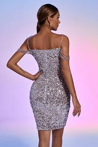 Women <strong>Bodycon</strong> Mini <strong>Sexy</strong> Mini <strong>Sequin</strong> Silver Party Birthday <strong>Dress</strong> 2023 - Product Image 4