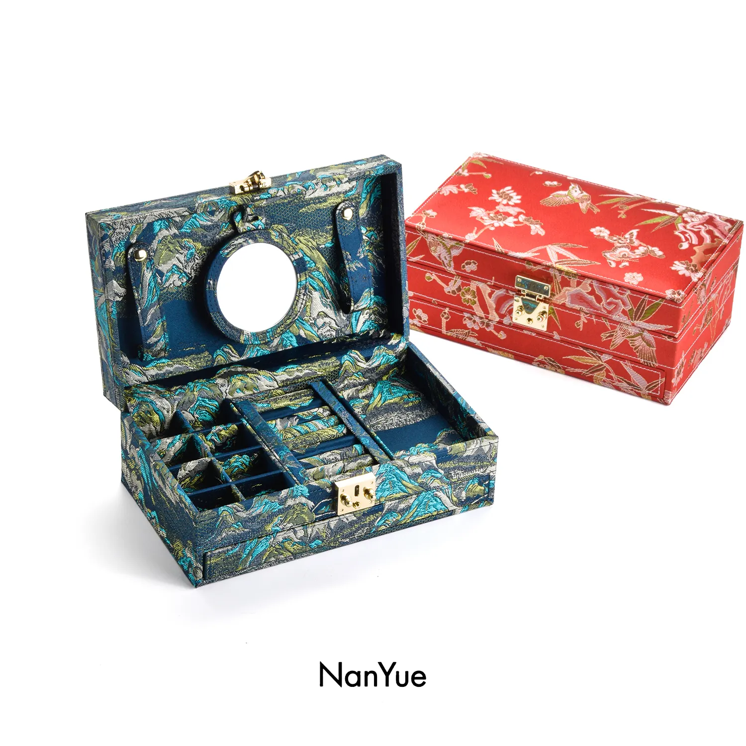 In Stock Wholesale Wooden Landscape Pictures Big Drawer Travel Home Use Storage Jewelry Box Jewellery Organizer Packaging