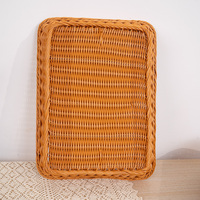 Panier de Rangement Moderne Rectangulaire en Plastique, Imitation Rotin, pour Aliments - Approvisionnement d'Usine pour Supermarché, Produits Secs, Présentation de Fruits