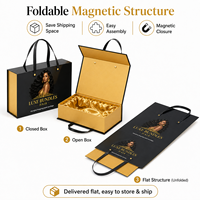Boîte d'emballage personnalisée pour extensions de cheveux, boîte cadeau pliable magnétique avec poignée, doublure en satin pour mèches de cheveux