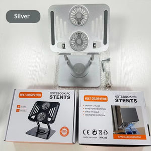 Carbon Steel 360 Rotating <b>Laptop</b> Cooling <b>Stand</b> Foldable <b>Riser</b> Double Fans 10-17inch Compatible 10kg Load Capacity Metal - Product Image 2