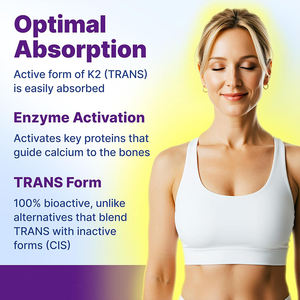 Cápsulas Blandas de Vitamina K2 para el Apoyo Cognitivo y la Salud Ósea con MK-4 y MK-7, Bajo en Azúcar, Empaque Personalizado para Adultos, OEM/ODM - Product Image 2