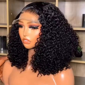 Peluca Afro Rizada Corta Barata de Cabello Humano, Peluca Frontal Completa HD de Encaje, Peluca Frontal de Encaje Virgen para Mujer - Product Image 2